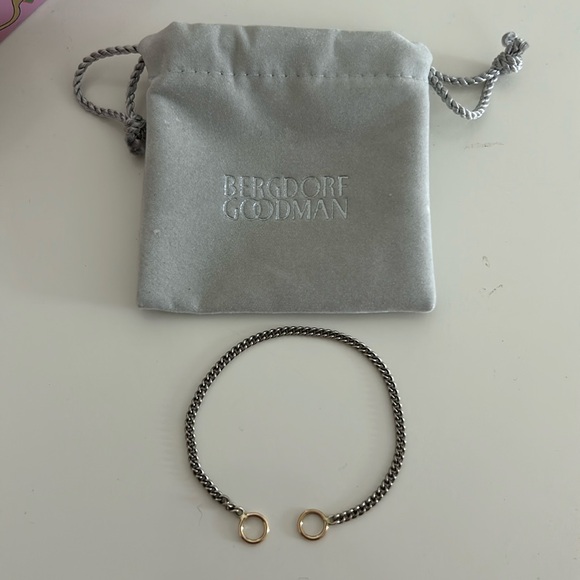 Marla Aaron Not So Heavy Curb Chain bracelet - silver with 14k yellow gold loops - Picture 2 of 3